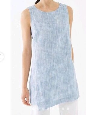 J. Jill Linen Light Blue & White Sleeveless Tunic